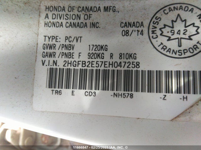 Honda Civic Lx 2014 2HGFB2E57EH047258 Image 10