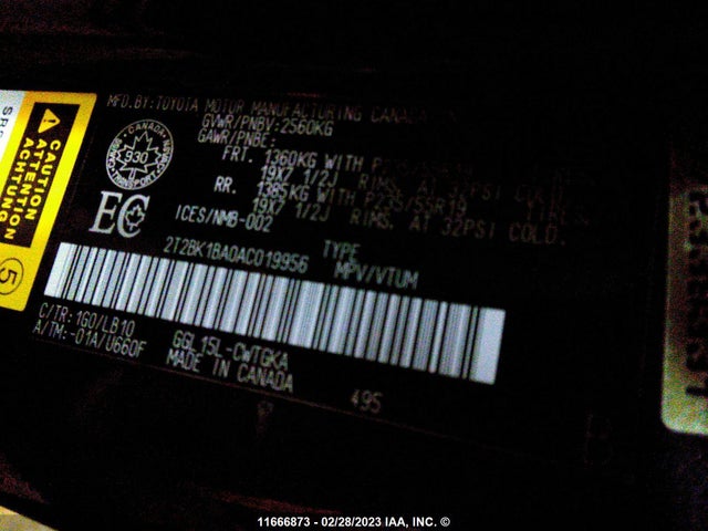 2T2BK1BA0AC019956 Lexus RX 350