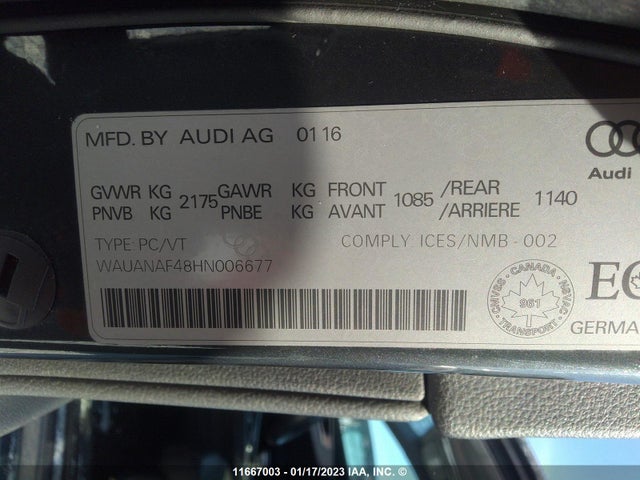 WAUANAF48HN006677 Audi A4 PREMIUM