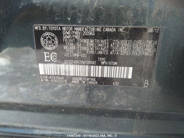Toyota RAV4 2012 2T3ZF4DV2CW139582 Image 10