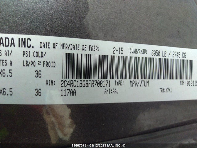 2C4RC1BG8FR708171 Chrysler Town & Country Touring