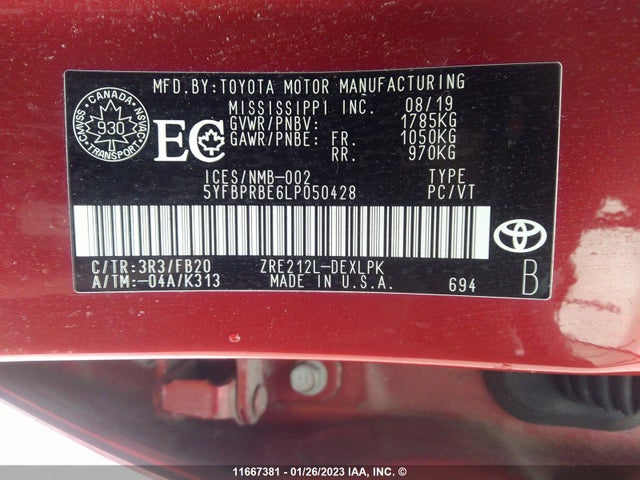 Toyota COROLLA LE 2020 5YFBPRBE6LP050428 Image 10