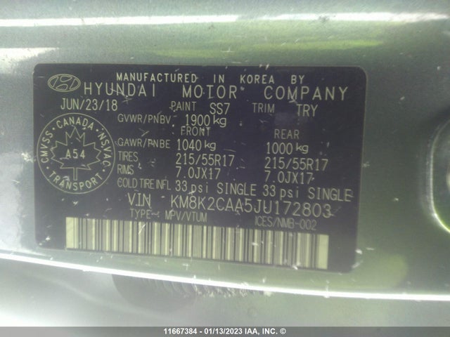Hyundai Kona Sel 2018 KM8K2CAA5JU172803 Image 11