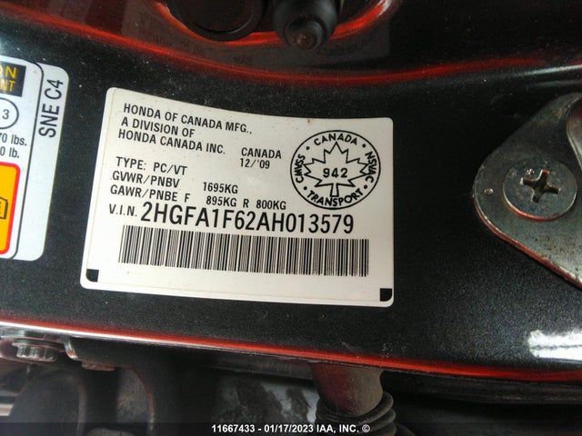 Honda Civic 2010 2HGFA1F62AH013579 Image 9