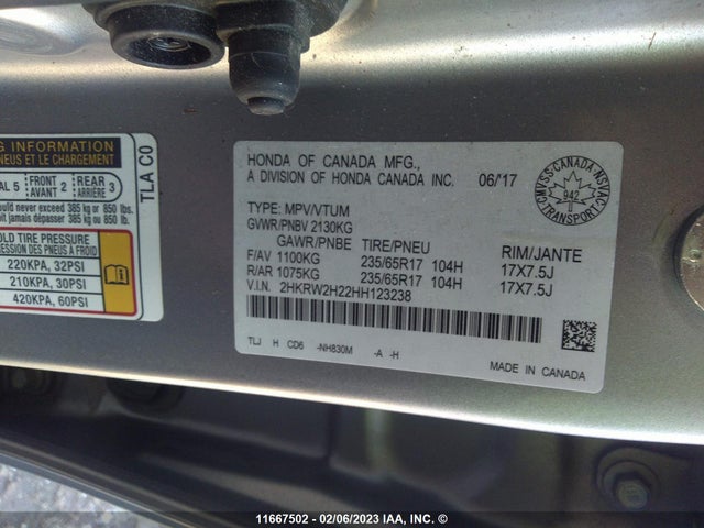 Honda CR-V 2017 2HKRW2H22HH123238 Image 9