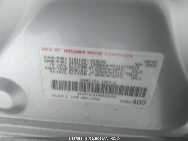 JA4MT31X19Z602933 Mitsubishi Outlander Se