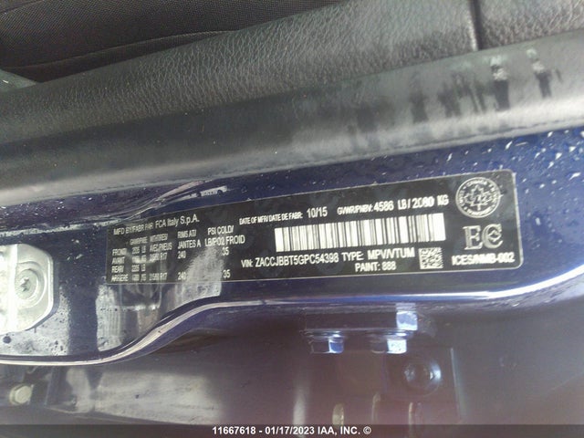 ZACCJBBT5GPC54398 Jeep Renegade Latitude