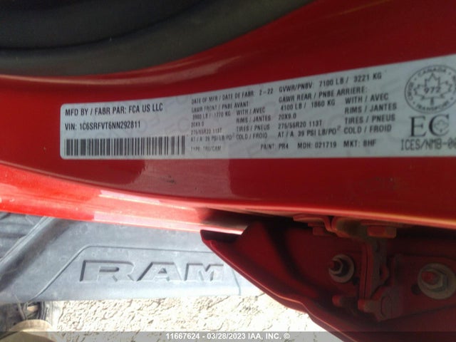 RAM 1500 Sport 2022 1C6SRFVT6NN292811 Image 10