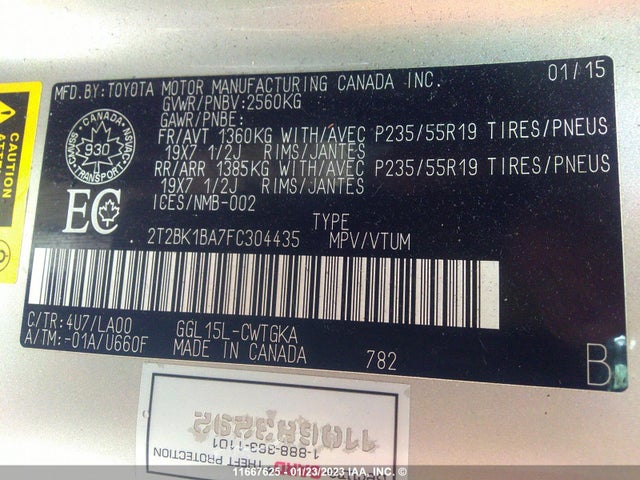 2T2BK1BA7FC304435 Lexus Rx 350/base/f Sport