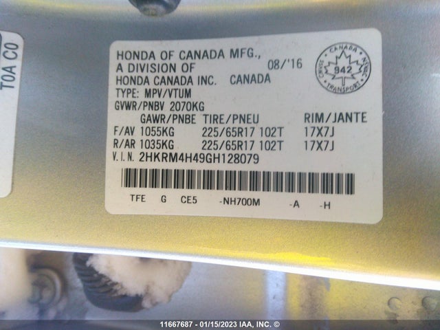 Honda CR-V SE 2016 2HKRM4H49GH128079 Image 9