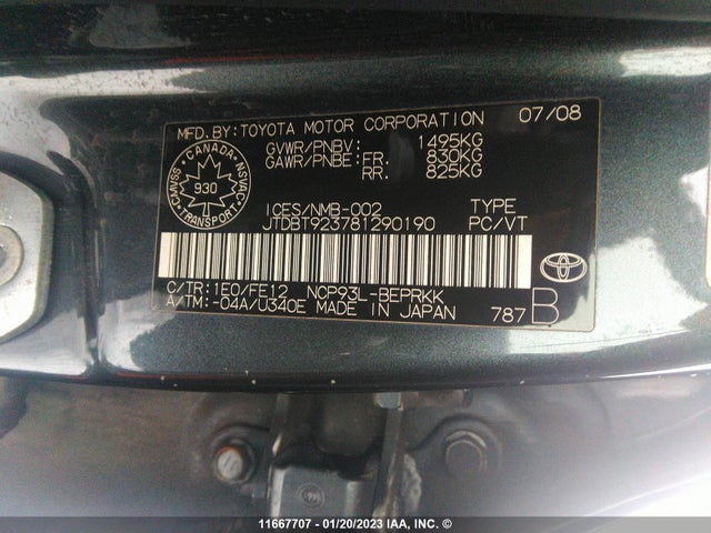 Toyota Yaris 2008 JTDBT923781290190 Image 10
