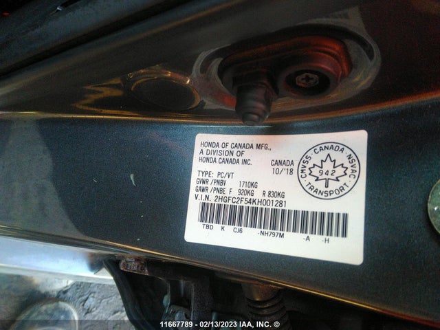 Honda Civic 2019 2HGFC2F54KH001281 Image 10