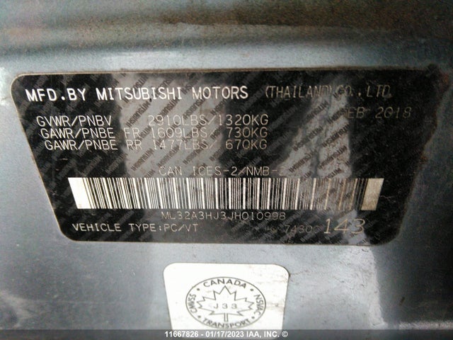 ML32A3HJ3JH010998 Mitsubishi MIRAGE ES