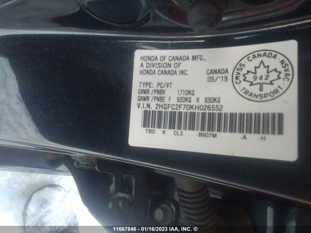 Honda Civic 2019 2HGFC2F70KH026552 Image 11