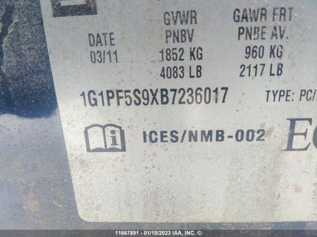 Chevrolet Cruze 2011 1G1PF5S9XB7236017 Image 10
