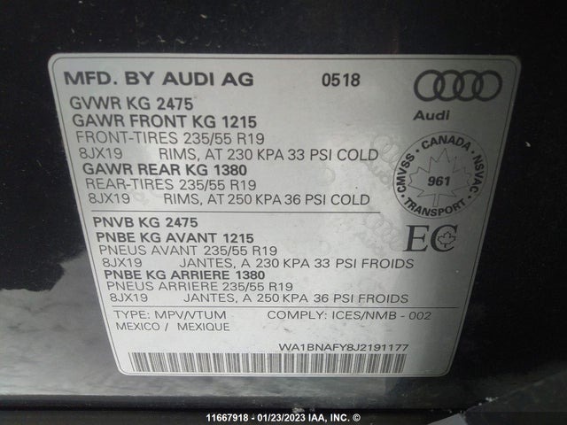 WA1BNAFY8J2191177 Audi Q5 Premium Plus