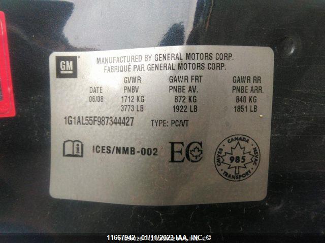 Chevrolet COBALT LT 2008 1G1AL55F987344427 Image 10