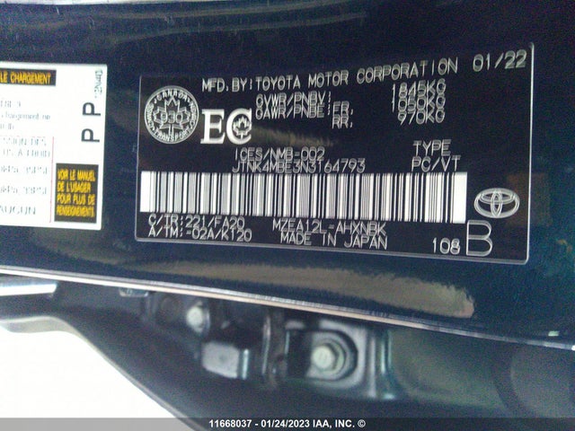 Toyota COROLLA 2022 JTNK4MBE3N3164793 Image 10