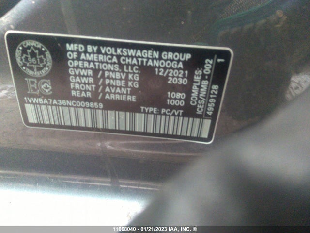 Volkswagen Passat Limited Edition 2022 1VWBA7A36NC009859 Image 9