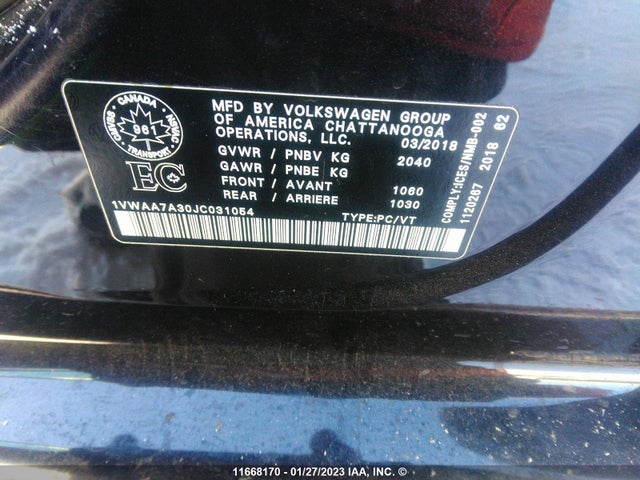 1VWAA7A30JC031054 Volkswagen Passat S/r-line