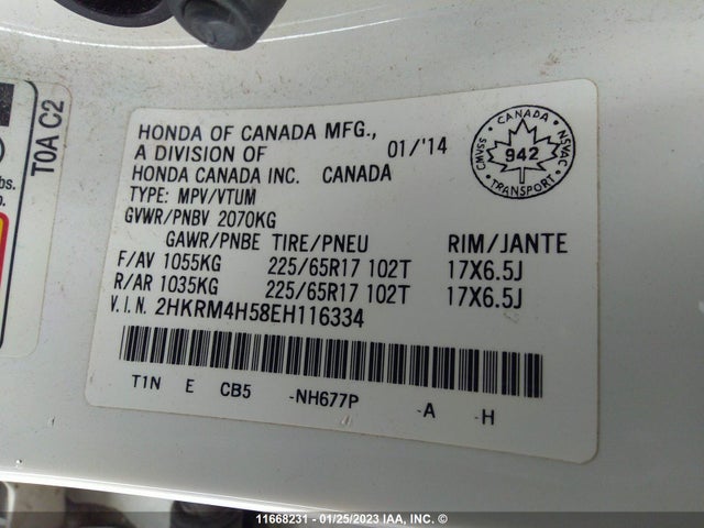Honda CR-V EX 2014 2HKRM4H58EH116334 Image 10