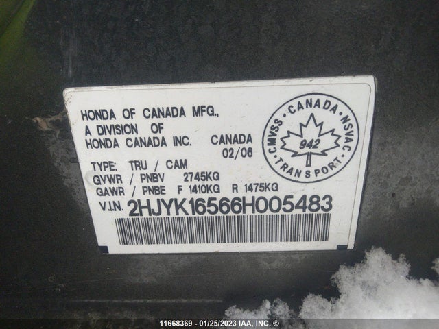 Honda Ridgeline Rtl 2006 2HJYK16566H005483 Image 10