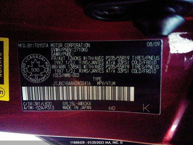 JTJBC1BA8A2403416 Lexus RX 450