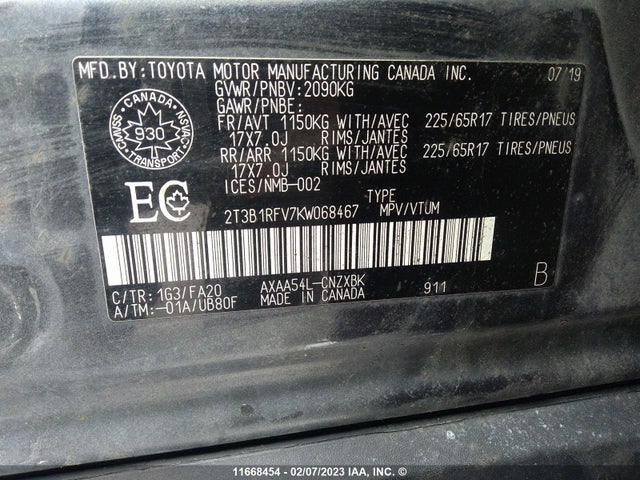 Toyota RAV4 LE 2019 2T3B1RFV7KW068467 Image 7