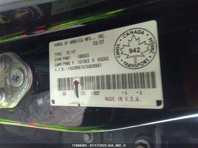 Honda Accord 2007 1HGCM56747A808991 Image 10