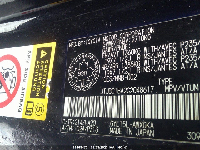 JTJBC1BA2C2048617 Lexus RX 450