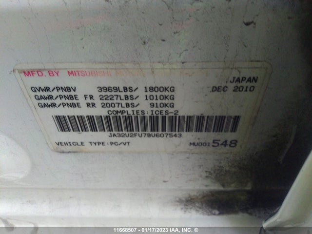 JA32U2FU7BU607543 Mitsubishi Lancer