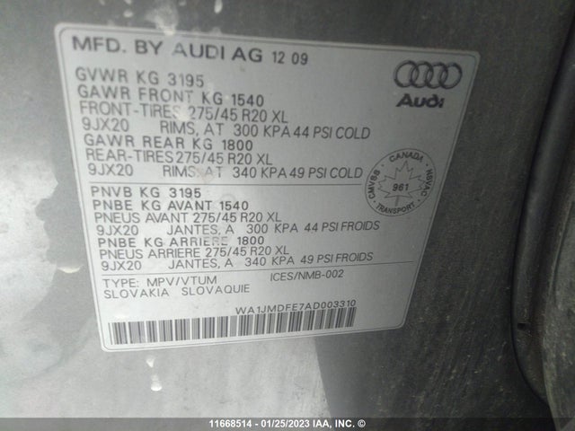 WA1JMDFE7AD003310 Audi Q7 PREMIUM