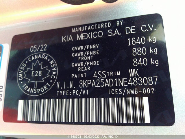 KIA RIO S 2022 3KPA25AD1NE483087 Image 9