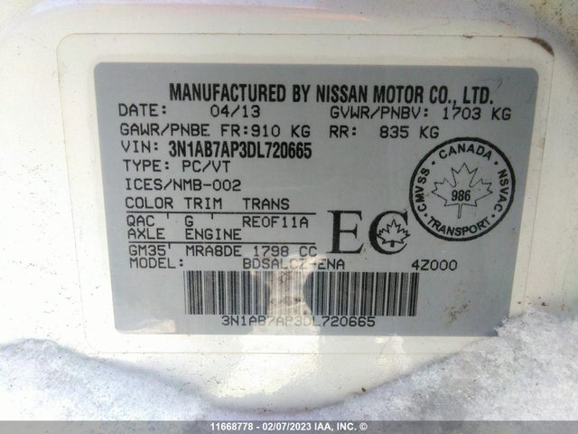 Nissan Sentra 2013 3N1AB7AP3DL720665 Image 10