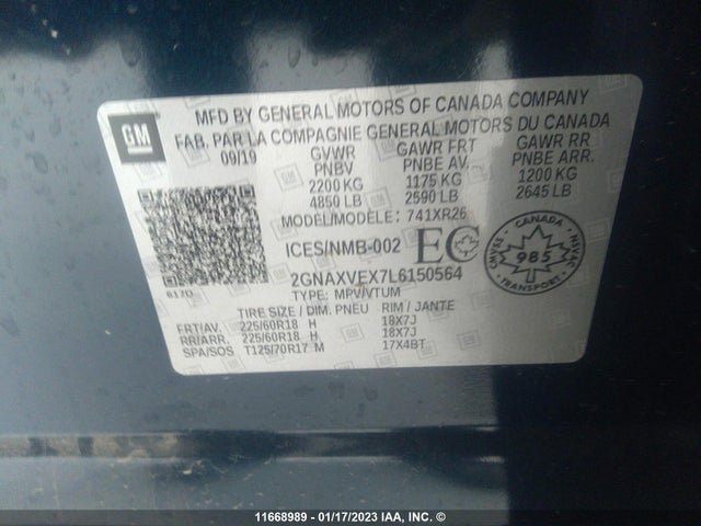 Chevrolet EQUINOX LT 2020 2GNAXVEX7L6150564 Image 9