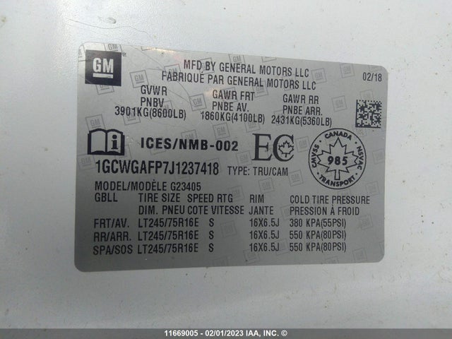 Chevrolet Express G2500 2018 1GCWGAFP7J1237418 Image 10