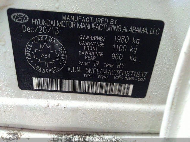 Hyundai Sonata Se/limited 2014 5NPEC4AC3EH871837 Image 10