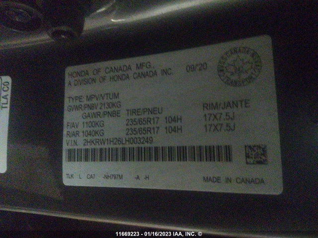 Honda CR-V LX 2020 2HKRW1H26LH003249 Image 9