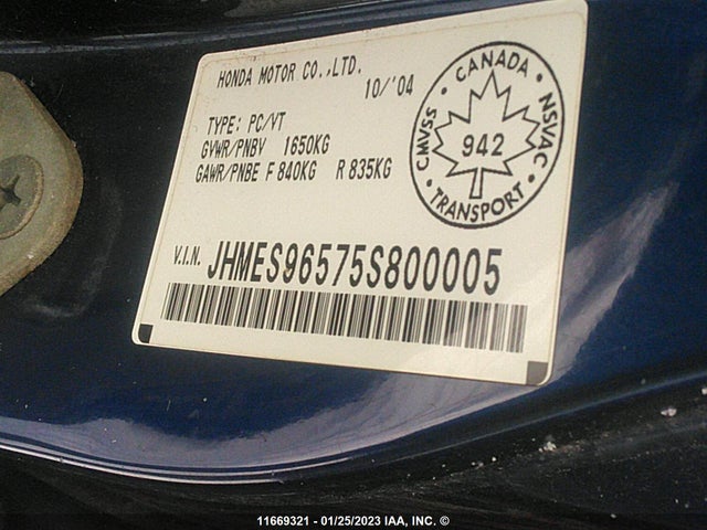 Honda CIVIC HYBRID 2005 JHMES96575S800005 Image 10