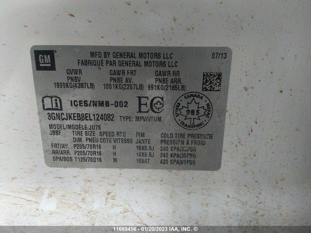 Chevrolet TRAX 2014 3GNCJKEB8EL124082 Image 10