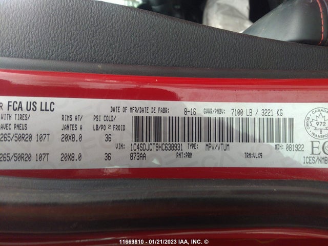 Dodge Durango R/t 2017 1C4SDJCT9HC638931 Image 9