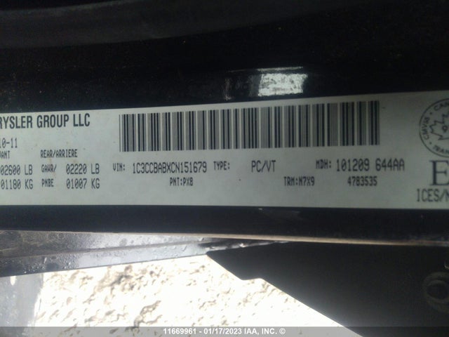 1C3CCBABXCN151679 Chrysler 200 LX