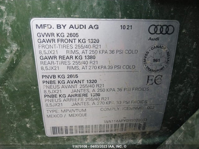 WA114AFY0N2028060 Audi Sq5 Sportback Premium