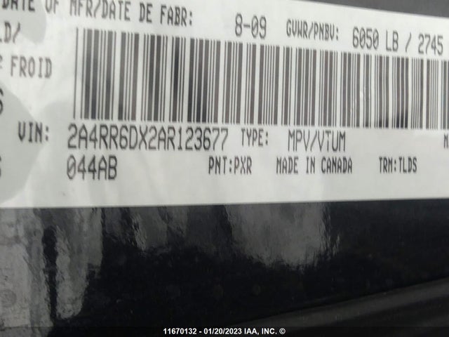 2A4RR6DX2AR123677 Chrysler Town & Country Limited