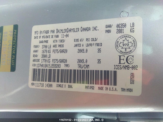 Dodge Ram 1500 St/slt 2005 1D7HA16N15J559203 Image 10