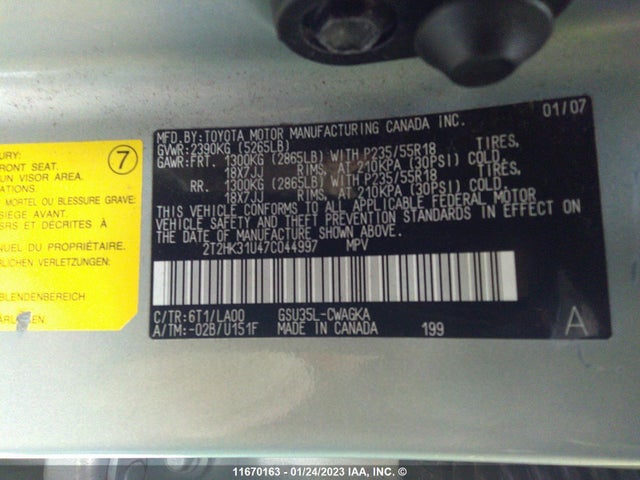 Lexus RX 350 2007 2T2HK31U47C044997 Image 10