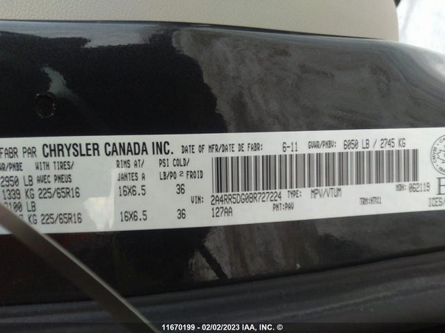 2A4RR5DG0BR727224 Chrysler Town & Country Touring