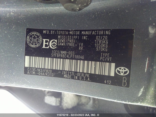 Toyota COROLLA LE 2020 5YFBPRBE4LP118046 Image 11