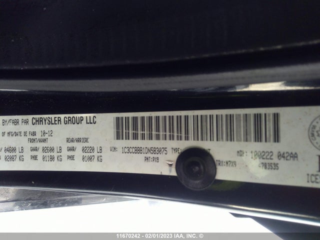 1C3CCBBB1DN583075 Chrysler 200 Touring