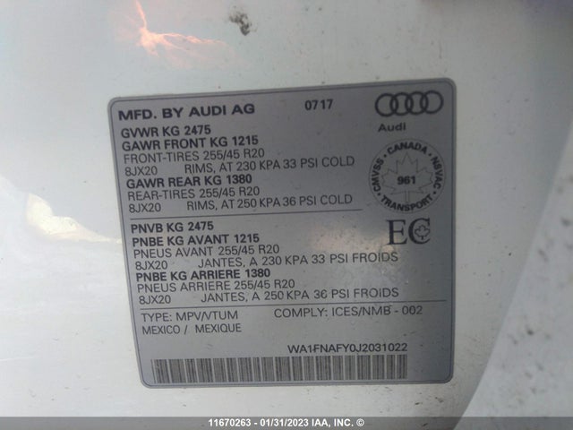 WA1FNAFY0J2031022 Audi Q5 Technik S-line